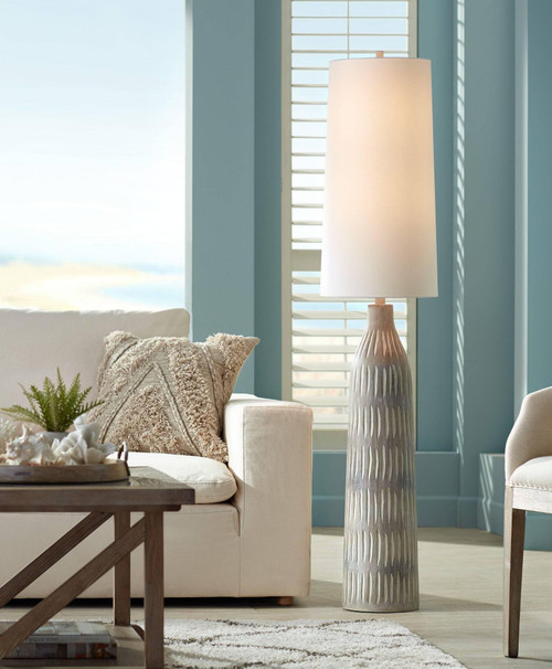66 1/2" Tall Faux Wood Organic Modern Floor Lamp