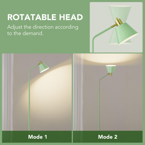Upgraded Double-Base Green Floor Lamp, Adjustable Lamp Head-65.3"