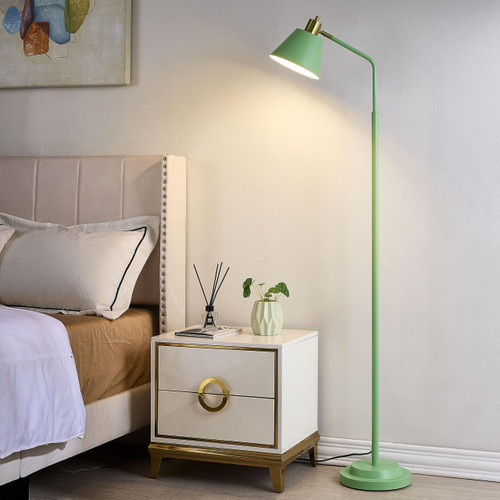 Upgraded Double-Base Green Floor Lamp, Adjustable Lamp Head-65.3"