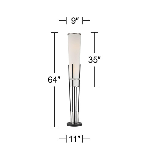 64" Tall Satin Black Floor Lamp with Smart Socket