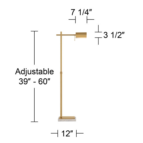 Gazette Adjustable Height Marble and Gold Pharmacy 60" Tall Floor Lamp