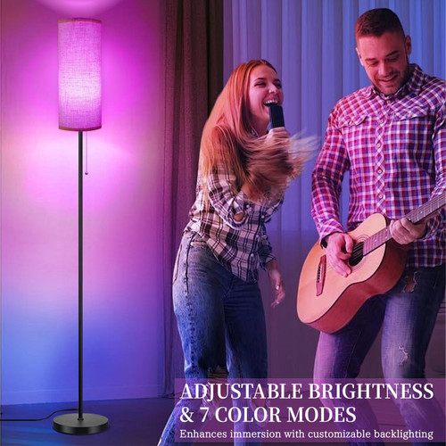 2 Pack LED Corner Floor Lamp with Remote Control Smart Standing Floor Lamp with DIY Color for Bedroom Living Room Gaming Adjustable Color Brightness 9W LED Bulb Included - 2 Pack Beige Shade+RGB Bulb