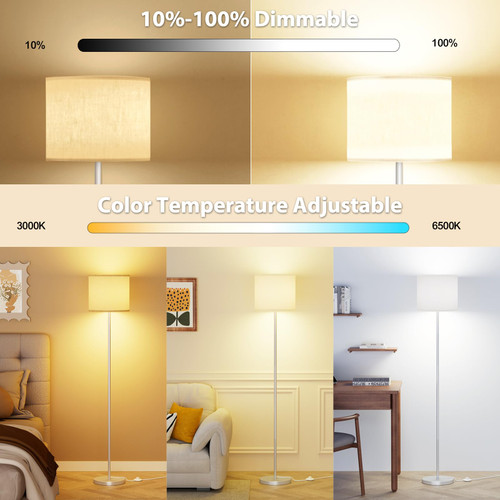 Dimmable Floor Lamps for LivingRoom with 12W LED Bulb,Foot Switch