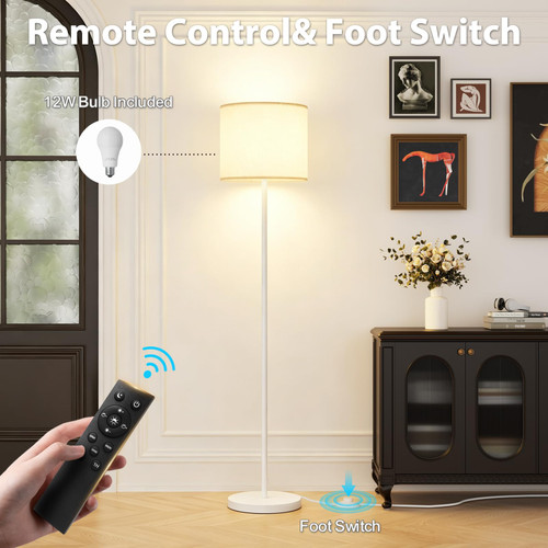 Dimmable Floor Lamps for LivingRoom with 12W LED Bulb,Foot Switch