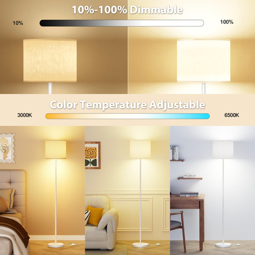 Dimmable Floor Lamps for LivingRoom with 12W LED Bulb,Foot Switch