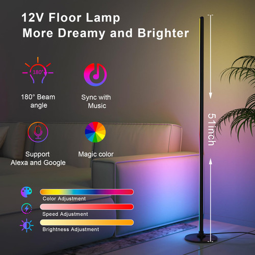 Corner Floor Lamp 2-Pack, Alexa Compatible, RGBICW, Music Sync