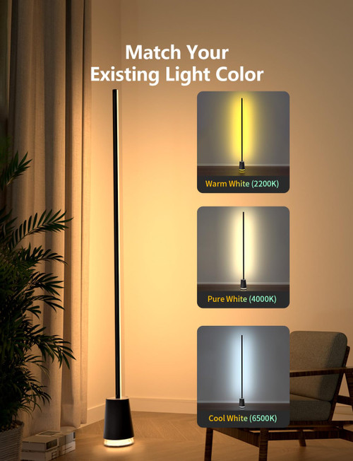 Corner Floor Lamp, with Bluetooth Speaker and White Noise