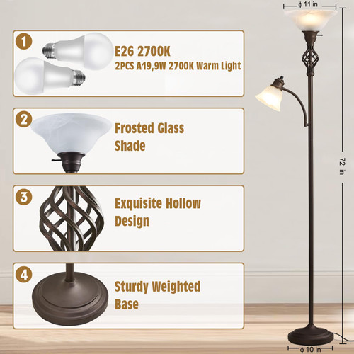 Floor Lamp for Living Room, LED Standing Reading Light