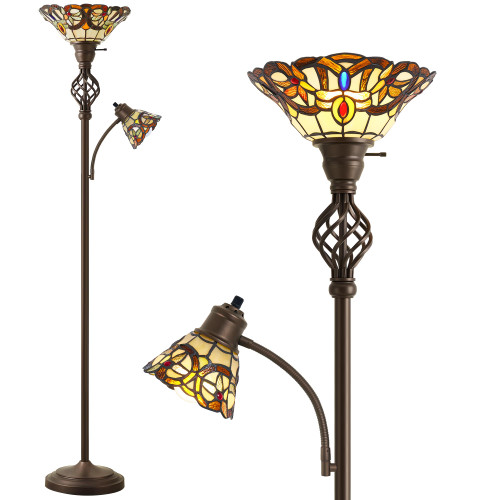 Floor Lamp for Living Room, Tiffany-Style Reading Light