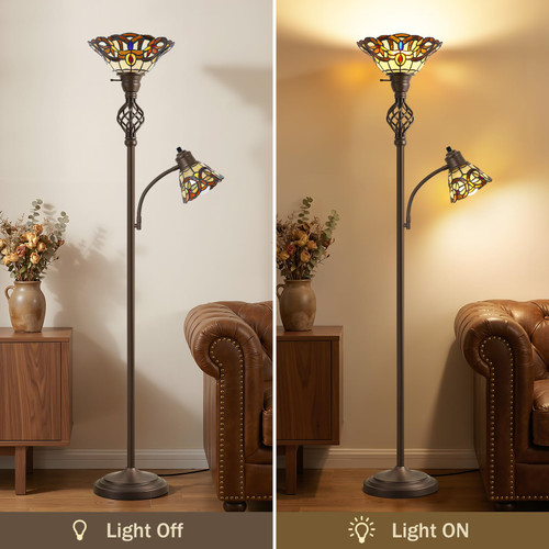 Floor Lamp for Living Room, Tiffany-Style Reading Light