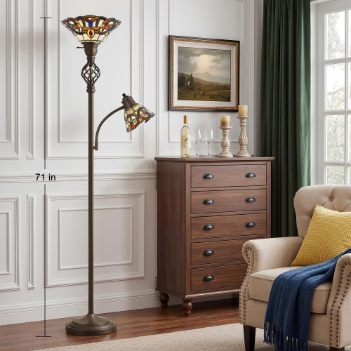 Floor Lamp for Living Room, Tiffany-Style Reading Light