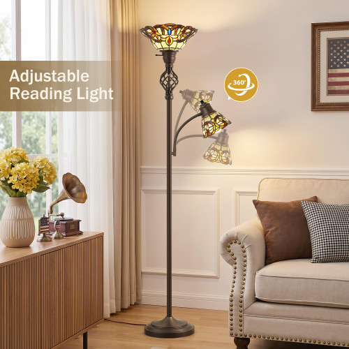 Floor Lamp for Living Room, Tiffany-Style Reading Light