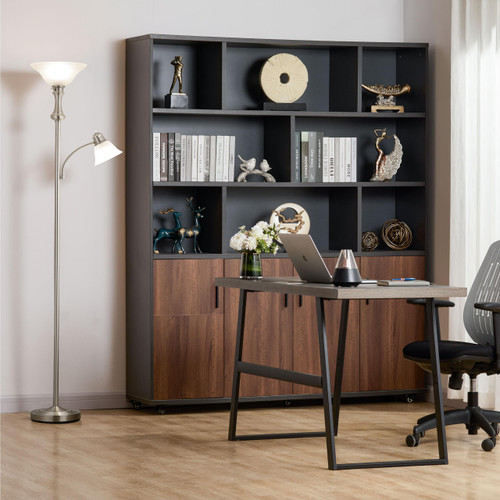 Silver Floor Lamp with Adjustable Angle Reading Lamp-71IN
