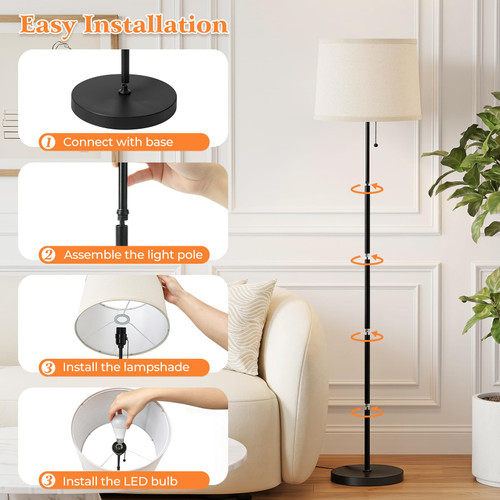 Floor Lamps for Living Room & Bedroom, 60" Modern Tall Standing Lamp, 3CCT