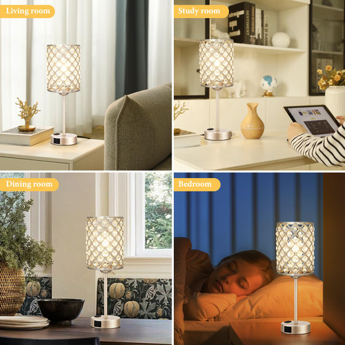 Gold Lamps for Night Stands, Crystal Table Lamp (Bulb Included)