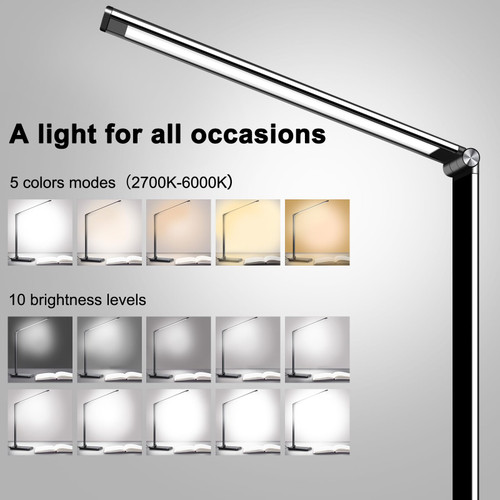 8-in-1 LED Desk Lamp with 10W Fast Wireless Charger,USB Charging Port,Desk Lamps for Home Office,5 Color Mode 7 Brightness Desk Light Night Light,40Min Timer, Reading Table Lamp for Bedroom