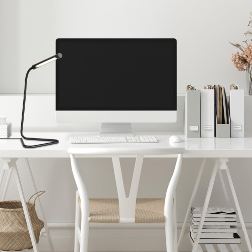 12" LED Integrated Desk Lamp, Adjustable Gooseneck, in-Line On Off Switch, USB Cable Included, 7 Watts, 200 Lumens,Black