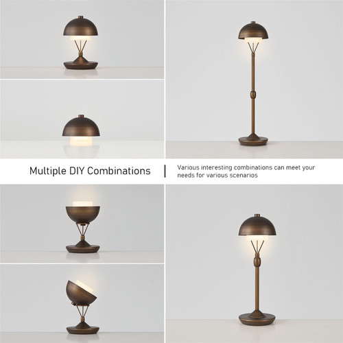 Cordless Modern Desk Lamp, Rechargeable Battery, Brown Bronze