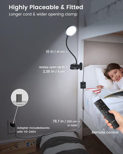 Desk Lamp with Remote, 3 Colors & 5 Brightness Reading Lights