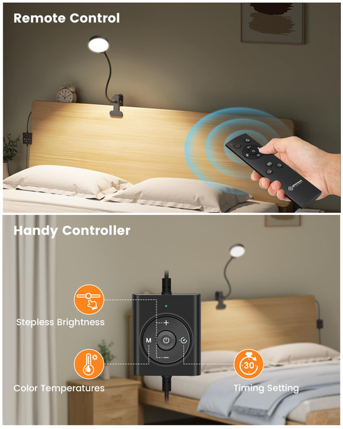 Desk Lamp with Remote, 3 Colors & 5 Brightness Reading Lights