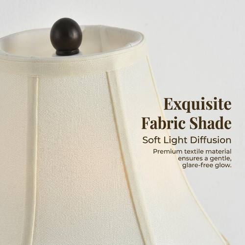 Traditional Table Lamp, Vintage Desk Lamp for Living Room with Fabric Shade, Farmhouse Bedside Lamp Brown Finish for Bedroom Nightstand Office Hotel (Pack-01)