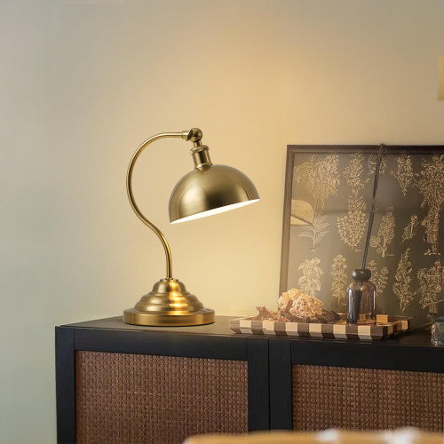 Cordless Table Lamp, Battery Operated Vintage Desk Light, Brass