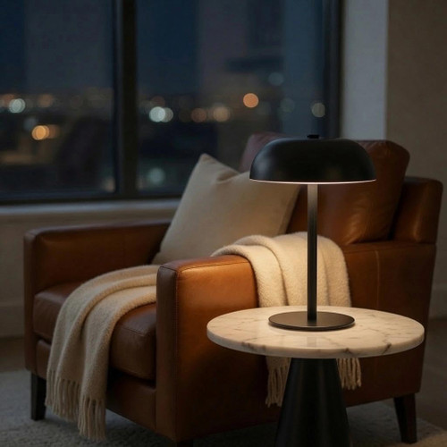 2 Pack Portable LED Mushroom Table Lamp, Metal Cordless Desk Night Light, Stepless Dimming Touch Lamp with 3 Colors for Bedroom Bedside Restaurant Bar, Black