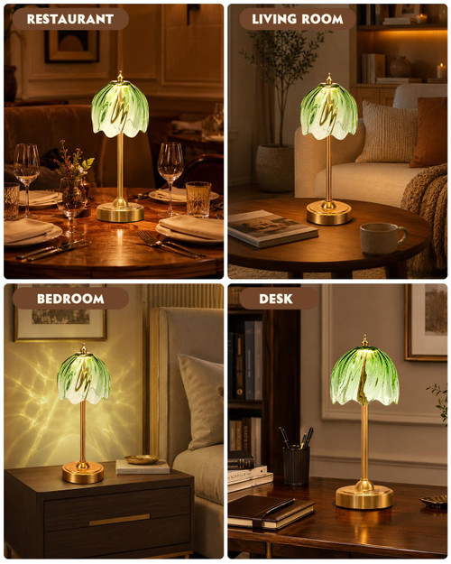 Cordless Flower Table Lamp, 5200mAh Small Rechargeable Touch Lamp