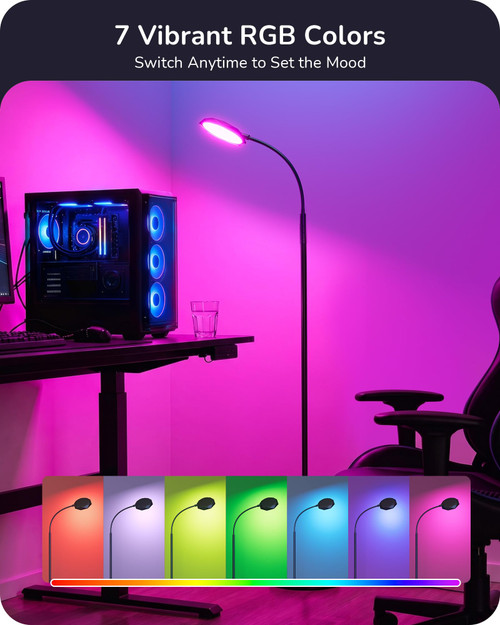 18W LED Floor Lamp for Living Room, Diamond-Surface, Black