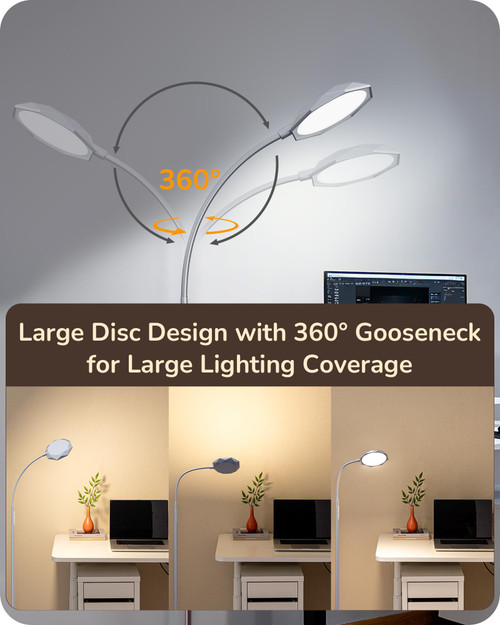 18W LED Floor Lamp for Living Room, Diamond-Surface, Silver