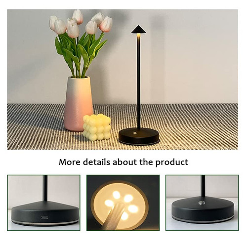 Cordless Table Lamps,Rechargeable Led Touch Bar Lamp, Portable Battery Desk Lamp,2 Level Brightness Dimmable Night Light,Minimalist Design, for Living Room/Restaurant/Couple Dinner/(Black)