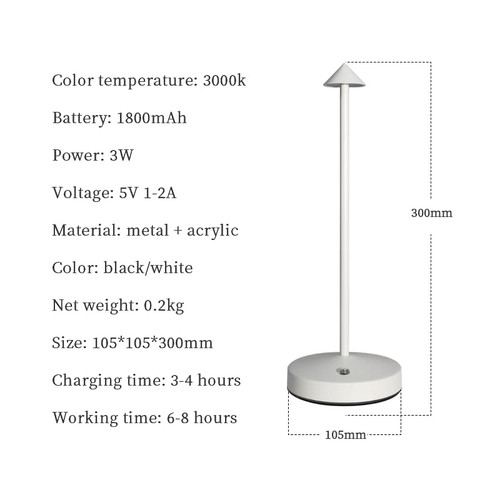 2 PACK Cordless Lamps,Battery Rechargeable Table Lamp,Portable Lamps,2 Level Brightness Dimmable Night Light,Minimalist Design,Cordless Table Lamps for Living Room/Restaurant/Couple Dinne(White)