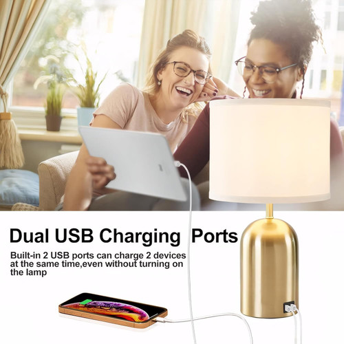 Touch Control Table Lamp, Gold Bedside Table Lamps for Bedroom