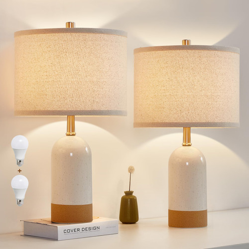 Table Lamps Set of 2, Bedside Table Lamp for Bedroom Living Room