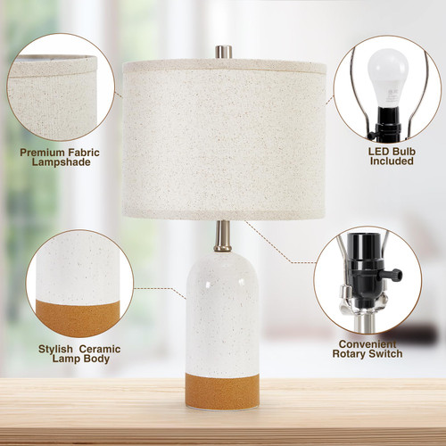 Table Lamps Set of 2, Bedside Table Lamp for Bedroom Living Room
