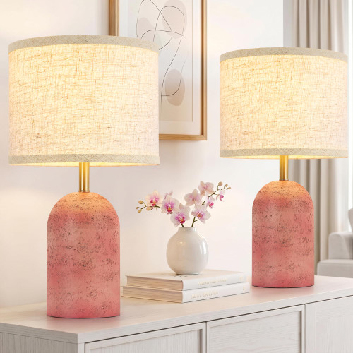 Table Lamps Set of 2, Resin Bedside Lamps for Living Room Bedroom