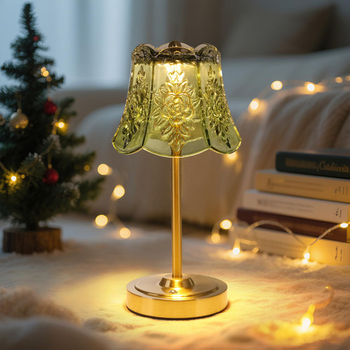 Set of 2 Cordless Touch Table Lamp with 5200mAh Battery - 3 Adjustable Color Temperatures & Dimmable, Rechargeable Lamp for Bedsides, Living Room, Entryway, Bookshelves (Green Rose)