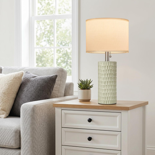 20” Modern Table Lamps Set of 2, Lamps for Bedroom, Light Green