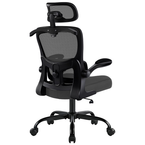 Office Chair Ergonomic Desk Chairs with Adjustable Lumbar Support& Headrest Hanger, High Back Breathable Mesh Chair with Wheels, Rolling Swivel Comfy Task Computer Chair for Home Work Gaming