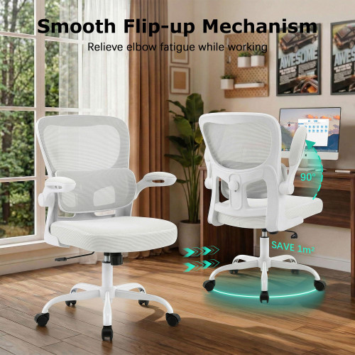 Office Chair Ergonomic Desk Chairs with Adjustable Lumbar Support, High Back Breathable Mesh Chair with Wheels& Flip-up Armrests,Rolling Swivel Comfy Task Computer Chair for Home Work Gaming