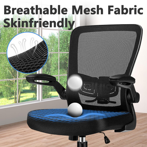 Set of 14, Desk Chairs with Wheels, Ergonomic Mesh Office Chair Adjustable Height and Swivel Lumbar Support Home Office Chair with Flip Up Armrests