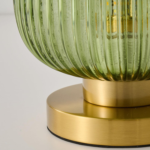 Mid Century Modern Table Lamp, 8" Globe Green Glass Lamp Plug in