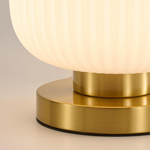 Mid Century Modern Table Lamp, 8" Globe White Glass Lamp Plug in