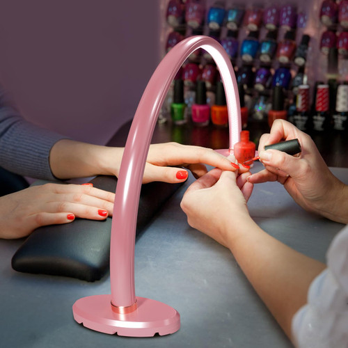 Half Moon Light for Nail Desk, Moon Light Nail Tech, 20 inch Moon Lamp for Nails 3 Color Temperature for Table for Nails/Photograph/Crafts Lighting(Medium Pink)