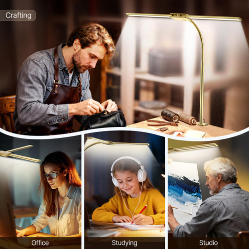 LED Desk Lamp for Office Home, Dual Head Eye-Care Architect Lamp