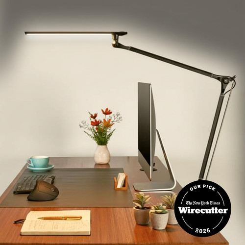 LED Desk Lamp with Clamp - Adjustable 3 Color Modes, Dimmable Black Architect Light for Standing Desk, Home Office, Dual Monitor Computer Work