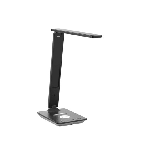 LED Desk Lamp with Wireless Charger, USB Charging Port, Table Lamp with Clock, Alarm, Date, Temperature, Desk Lamps for Home Office,Black