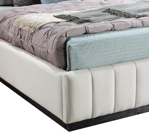 LuciaBeige-F Lucia Collection Modern | Contemporary Full Bed with Rich Grey Boucle Fabric and Salt & Pepper Colored Fabric, 58.5" W x 82.5" D x 52" H, Beige, Full