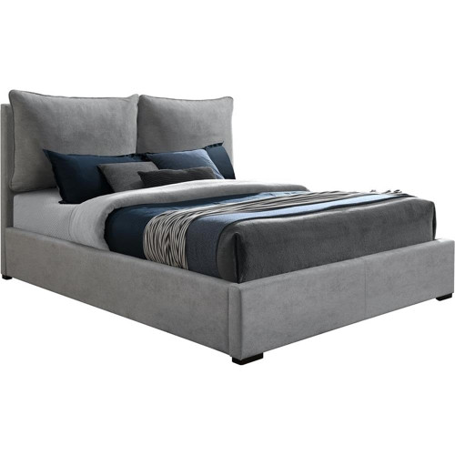 MishaGrey-K Misha Collection Modern | Contemporary Fabric Upholstered Bed with Plush Pillow Back Headboard, 82" W x 86.5" D x 46" H, Grey, King