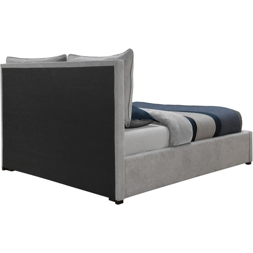 MishaGrey-K Misha Collection Modern | Contemporary Fabric Upholstered Bed with Plush Pillow Back Headboard, 82" W x 86.5" D x 46" H, Grey, King